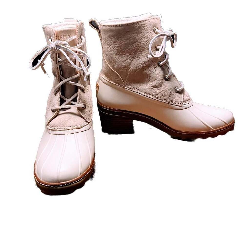 Sperry Saltwater Heel Ivory Duck Boots Size 9.5